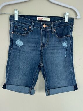 Levi’s ~ Girls Denim Bermuda Shorts ~ adjustable waistband ~ size 12 (1593)